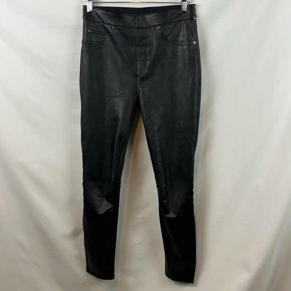Spanx Black Faux Leather-Like Pull-on Ankle Stretchy Skinny Pants Size S -‎ NEW - Picture 3 of 12
